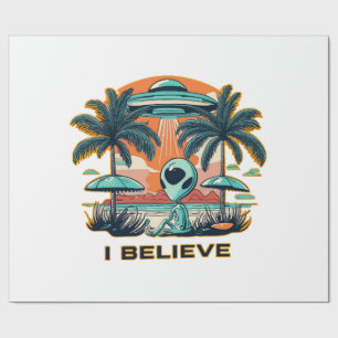Papier Cadeau extraterrestre avec OVNI JE CROIS