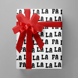 Papier Cadeau Fa La La La La Noël en noir et blanc ludique