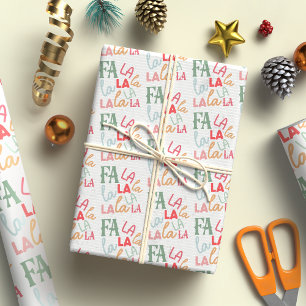 Papier Cadeau Fa La La Script Colorful Christmas carol Festive