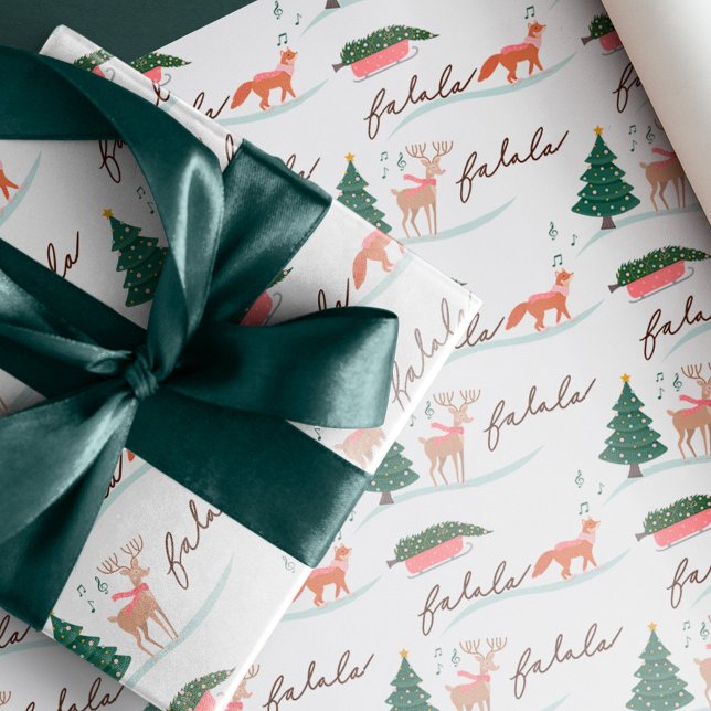 Papier Cadeau Fa La Winter Wonderland Forest Bois Animaux (Fa La Winter Wonderland Forest Woodland Animals Wrapping Paper)