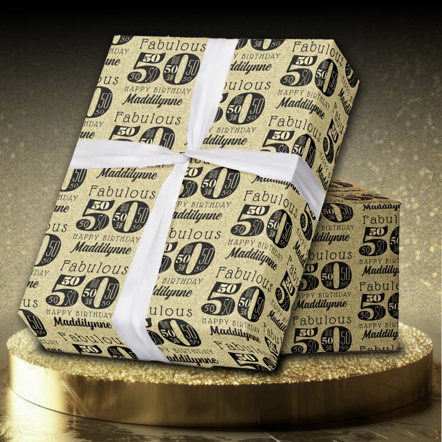 Papier Cadeau Fabuleux 50e anniversaire d'or (Créateur téléchargé)
