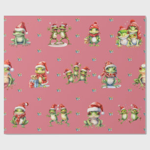 Papier Cadeau Fabuleux grenouilles Noël Fêtes Lt Red Wrapper