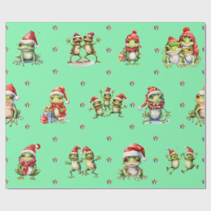Papier Cadeau Fabulous Frogs Noël Fête sur le Wrapper vert