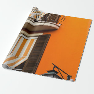 PAPIER CADEAU FAÇADE ET FENÊTRES ITALIENNES COLORÉES