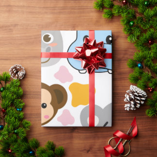 Papier Cadeau Face des animaux mignons