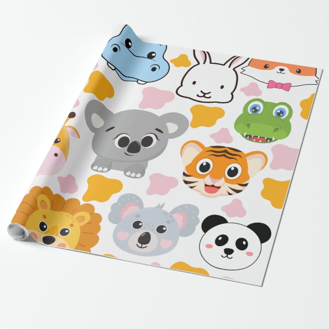 Papier Cadeau Face des animaux mignons (Déroulé)