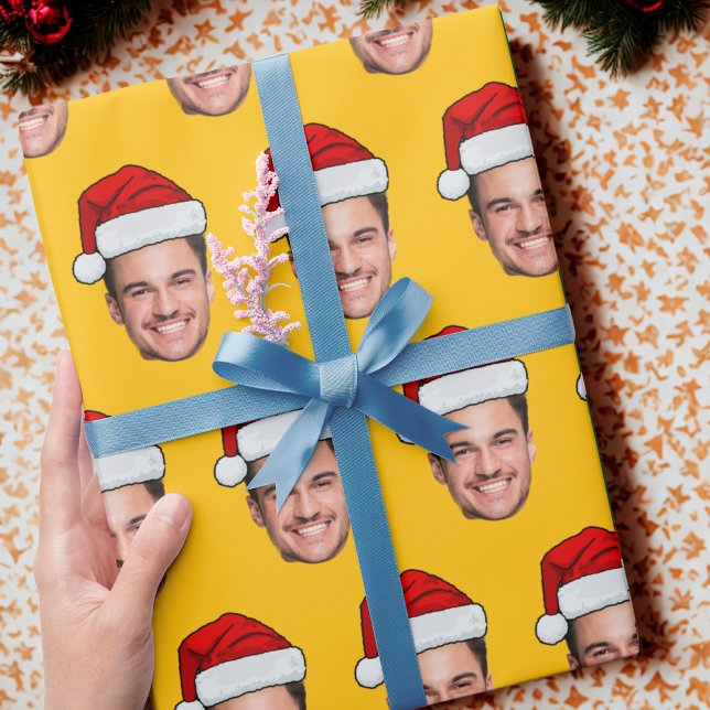 Papier Cadeau Face Photo Santa Hat Gift Wrap, Unique Gift Face (Créateur téléchargé)