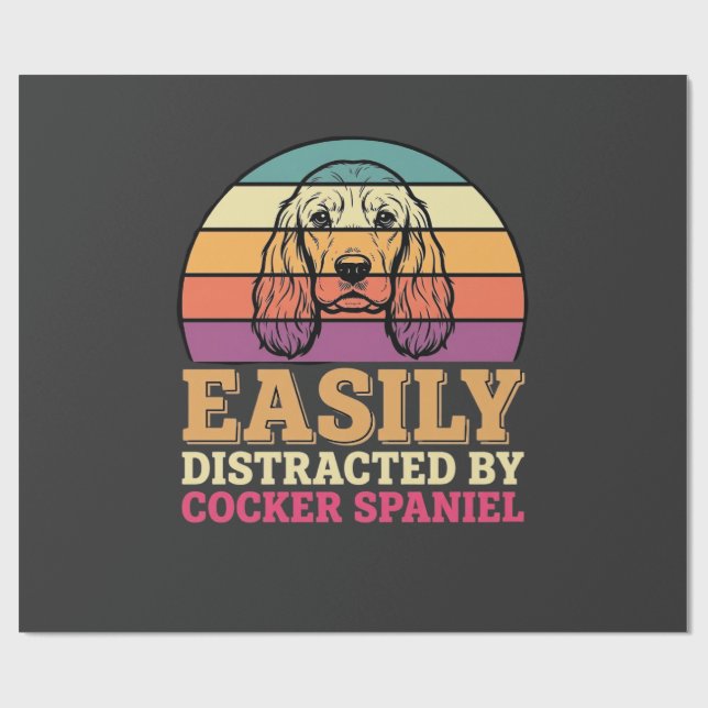 Papier Cadeau Facilement Distrait Par Cocker Spaniel Rétro Chien (Plat)