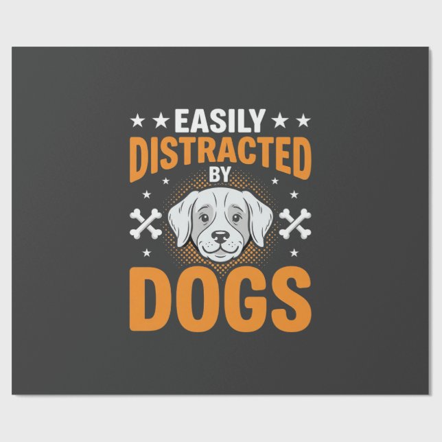 Papier Cadeau Facilement Distrait Par Les Chiens (Plat)