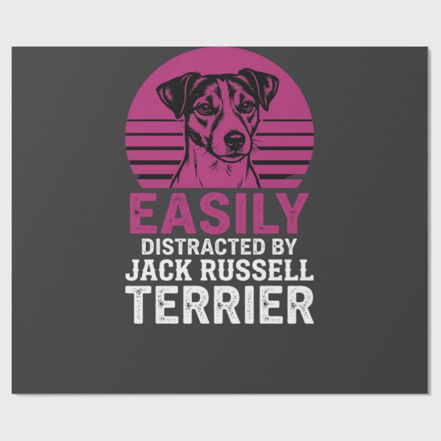 Papier Cadeau Facilement Distrait Par Un Terrier Jack Russell (Plat)