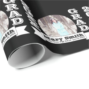 Papier Cadeau Faire-part de graduation officielle en noir et bla