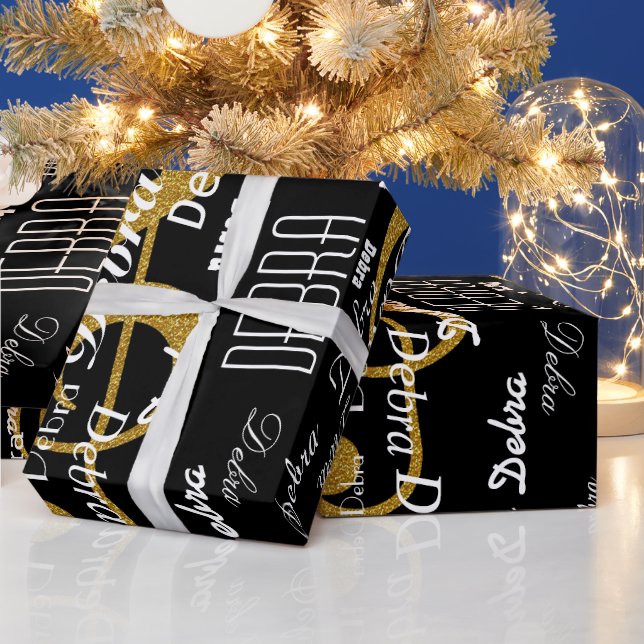 Papier Cadeau faire votre propre nom motif . parties scintillant (Vacances)