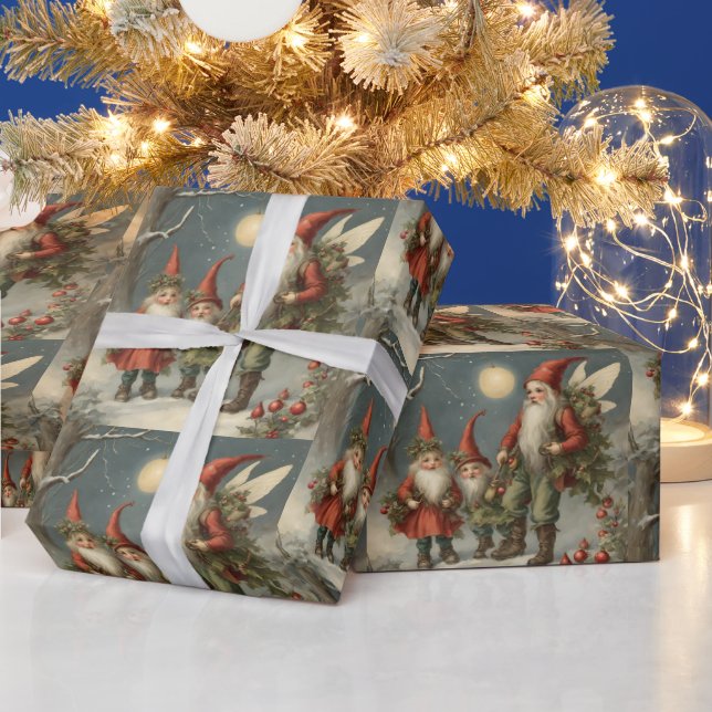 Papier Cadeau Fairy Tale Christmas Gnome Family, Winter Forest (Vacances)