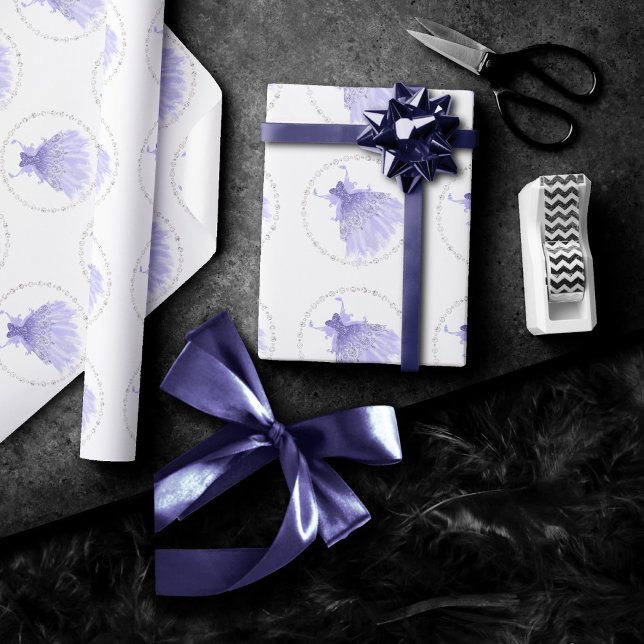 Papier Cadeau Fairy Wing Lavender Gown | Fleur d'iridescente vio (Créateur téléchargé)