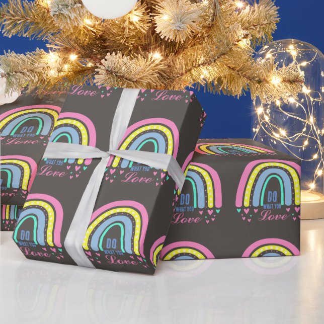 PAPIER CADEAU "FAITES CE QUE VOUS AIMEZ" CITER BROWN RETRO BOHO  (Vacances)