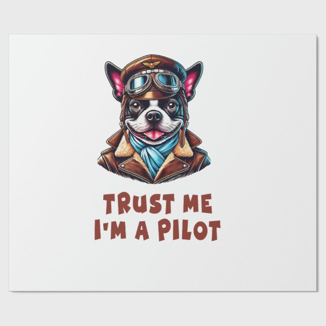Papier Cadeau Faites-moi confiance, je suis pilote (Plat)