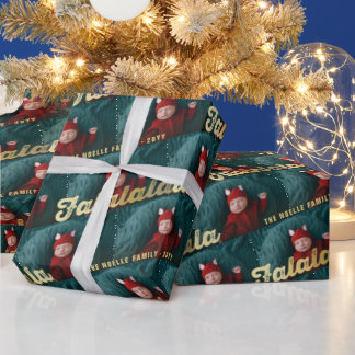 Papier Cadeau Falalala Gold Ombre Script Noël Multi Photo