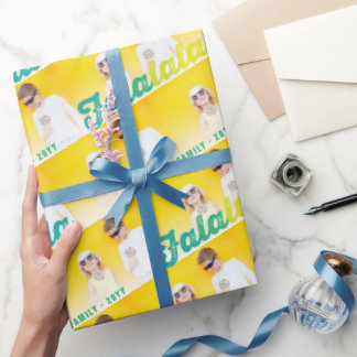 Papier Cadeau Falalala Green Ombre Script Holiday Multi Photo