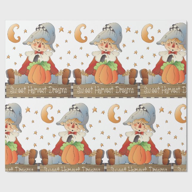 Papier Cadeau Fall Scarecrow Sweet Harvest Dreams (Plat)