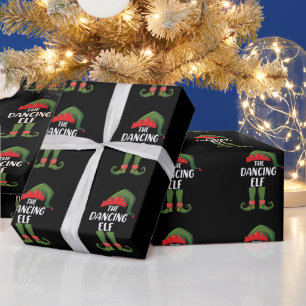 Papier Cadeau Famille de lutins dansants tenue de groupe assorti
