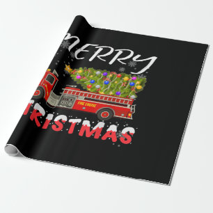 Papier Cadeau Famille de Noël des pompiers du camion-citerne Pi