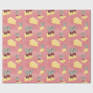 Papier Cadeau Famille de souris   Cute et fromage