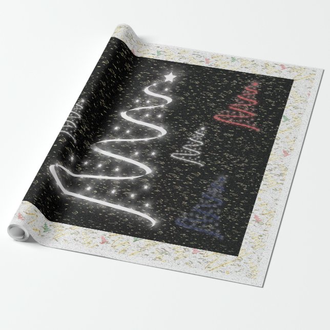 Papier Cadeau Famille des arbres de Noël - (Déroulé)