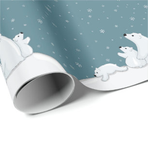 Papier Cadeau Famille d'ours blanc