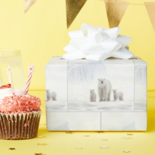 Papier Cadeau Famille D'Ours Polaires Sur Glace