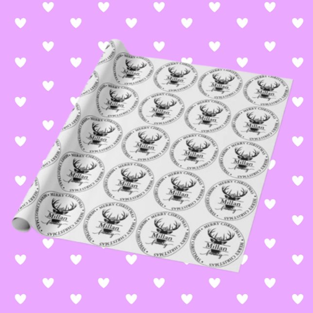 Papier Cadeau Famille Noël Split Monogramme thème (Make your gifts extra special with Family Christmas Split Monogram theme wrapping paper. )