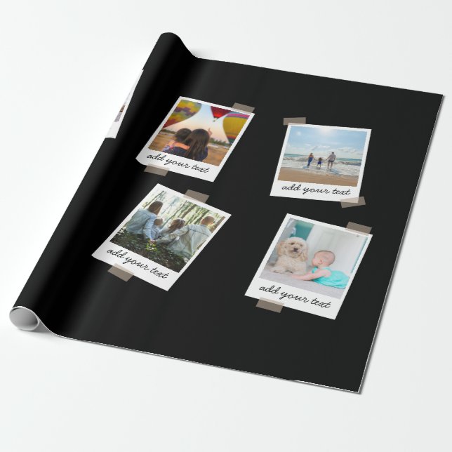 Papier Cadeau Famille personnalisée 6 Photo Collage personnalisé (Déroulé)