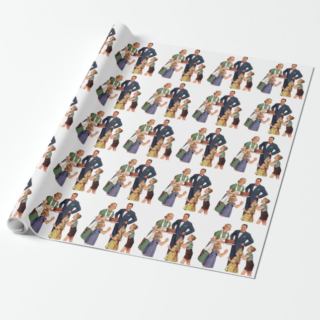 Papier Cadeau Famille Vintage (Déroulé)