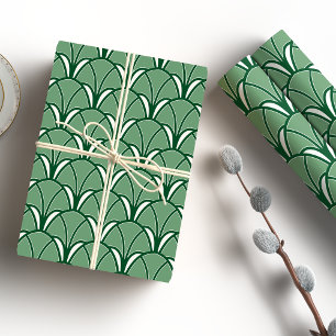 Papier Cadeau Fan verte d'art déco