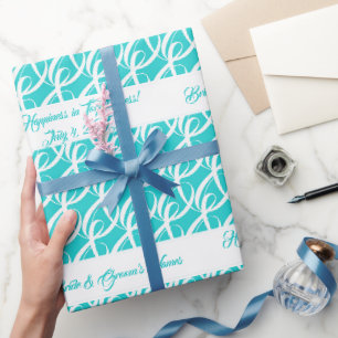 Papier Cadeau Fancy Mariée personnalisée, Mariage bleu Groom Aqu