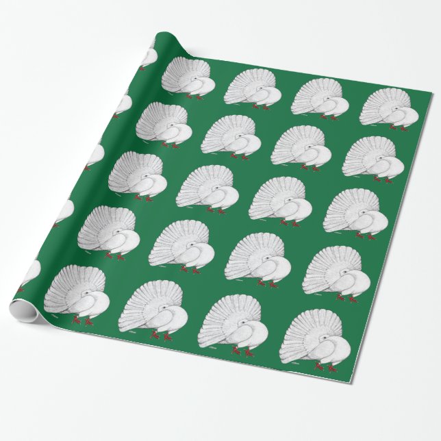 Papier Cadeau Fantail Pigeon White (Déroulé)