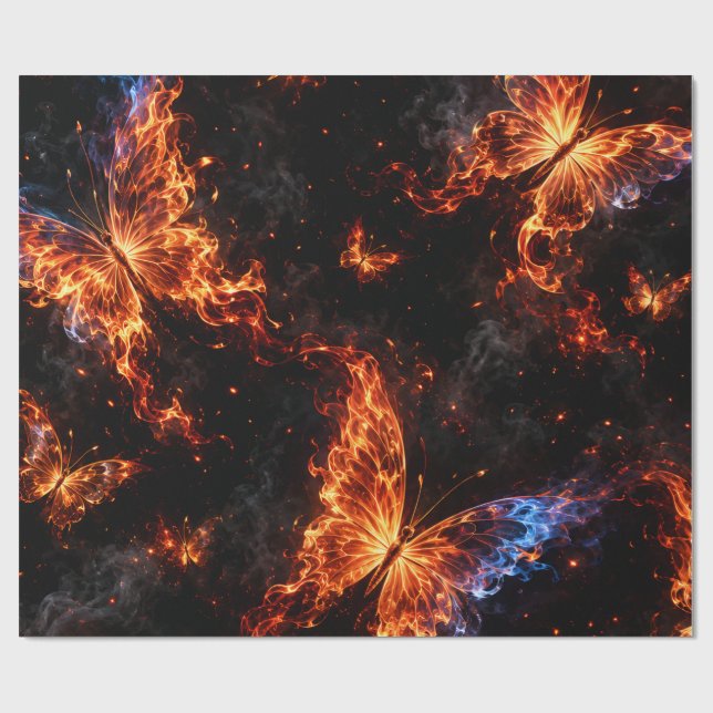 Papier cadeau fantaisie papillon flamboyant (Plat)