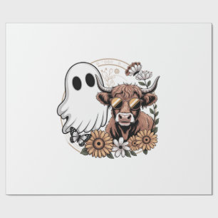 Papier Cadeau Fantôme de vache highland de Floral Fall