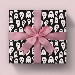 Papier Cadeau Fantôme d'Halloween noir et blanc