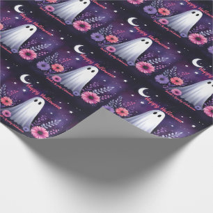 Papier Cadeau Fantôme Fantaisiste et Floral Spooky Rose Violet