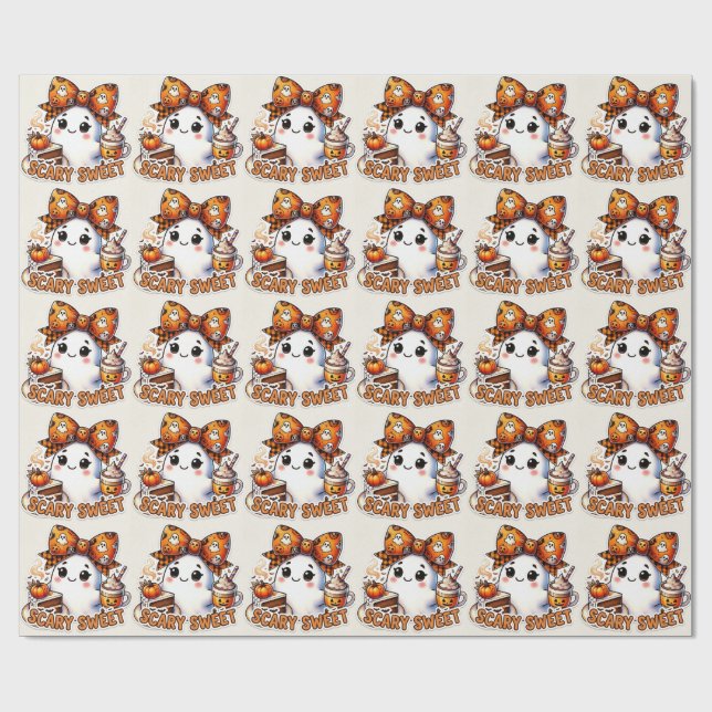 Papier Cadeau Fantôme Mignon Épouvantable (Plat)