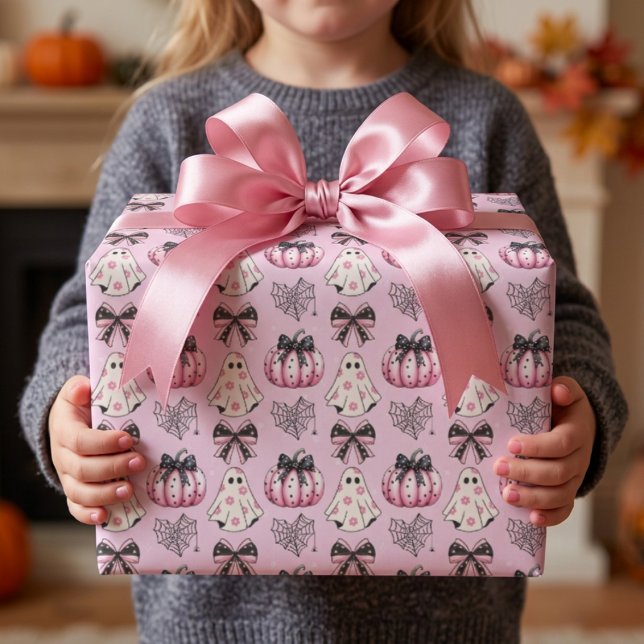 Papier Cadeau Fantôme rose d'Halloween (Créateur téléchargé)