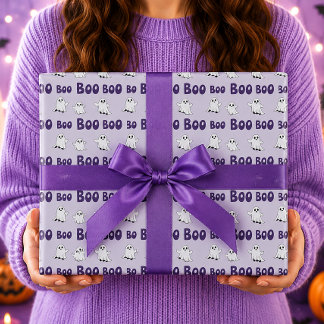 Papier Cadeau Fantômes Boo Motif Halloween Violet