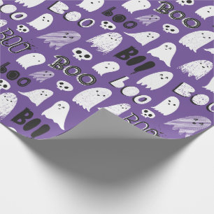 Papier Cadeau Fantômes, crânes et Boo Éffrayants
