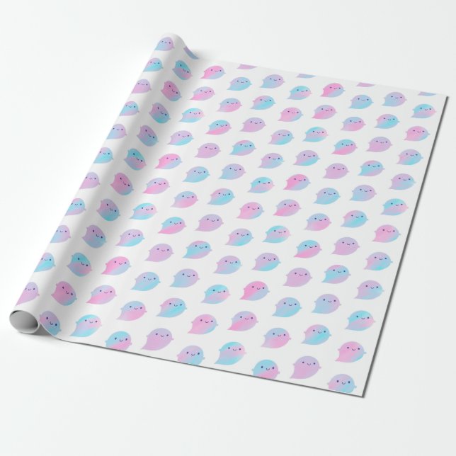 Papier Cadeau Fantômes pour aquarelle de Kawaii (licorne) (Déroulé)