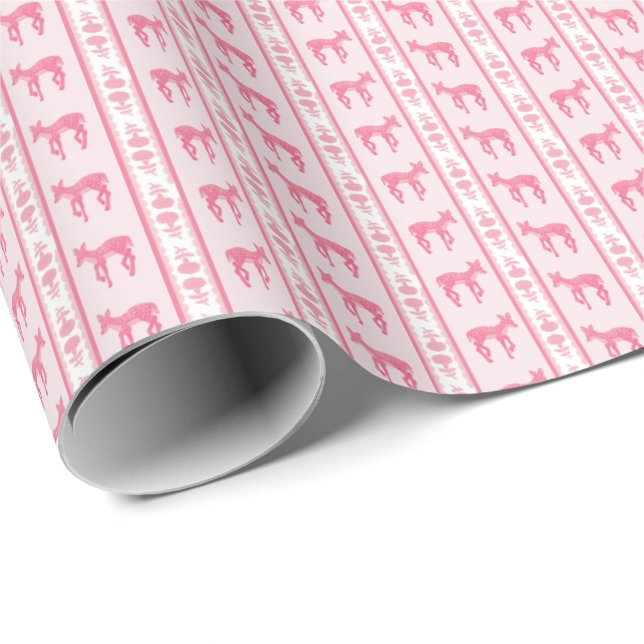 Papier cadeau Faons et Hydrangeas (Coin rond)