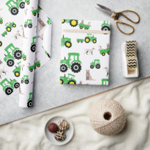 Farm Theme Tractor Gift Wrapping Paper
