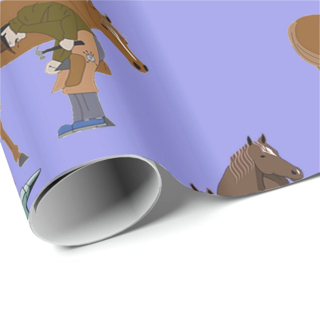 Papier Cadeau Farrier de Chevaux Occidentaux Avec Chevaux (Coin rond)