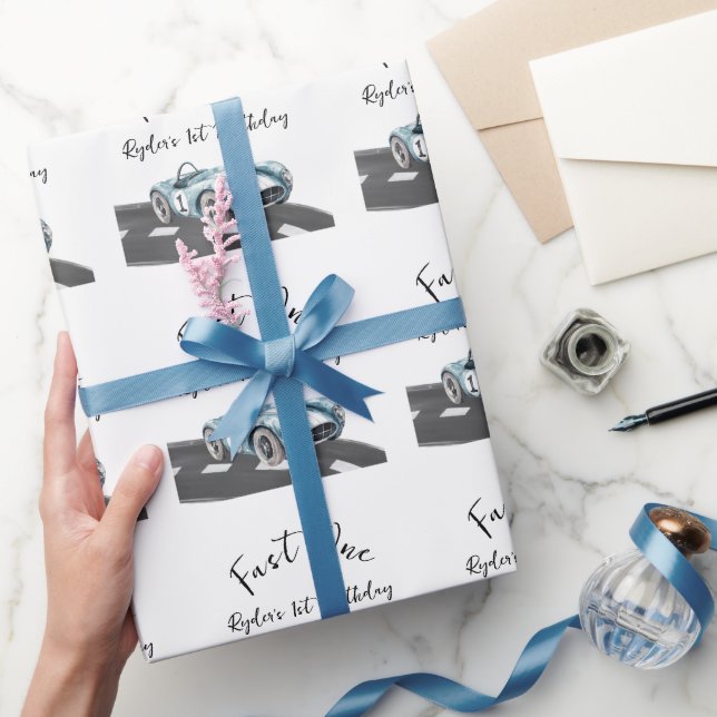 Papier Cadeau Fast One Race Car First Birthday (Cadeaux)