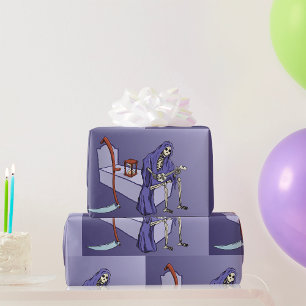 Papier Cadeau Faucheuse attendant avec sablier