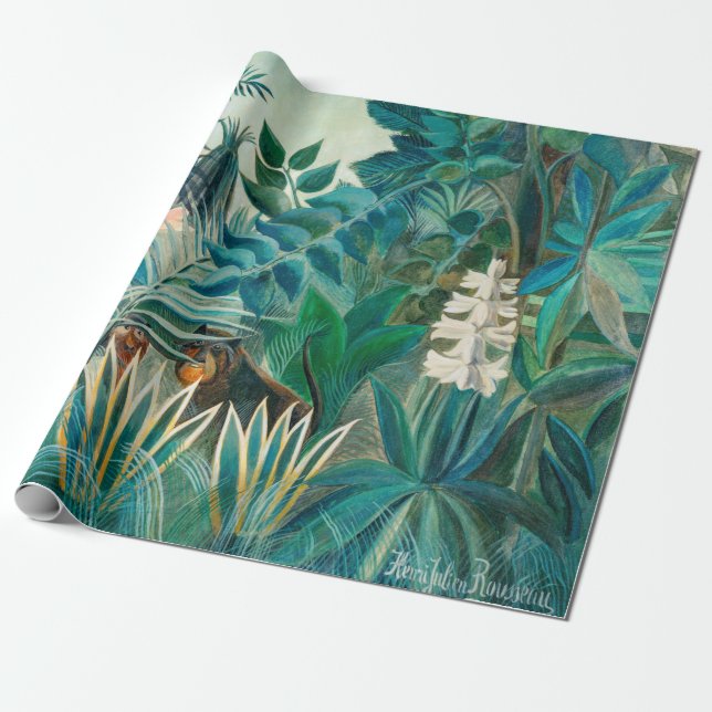 Papier Cadeau Faune dans la peinture tropicale de la jungle (Déroulé)